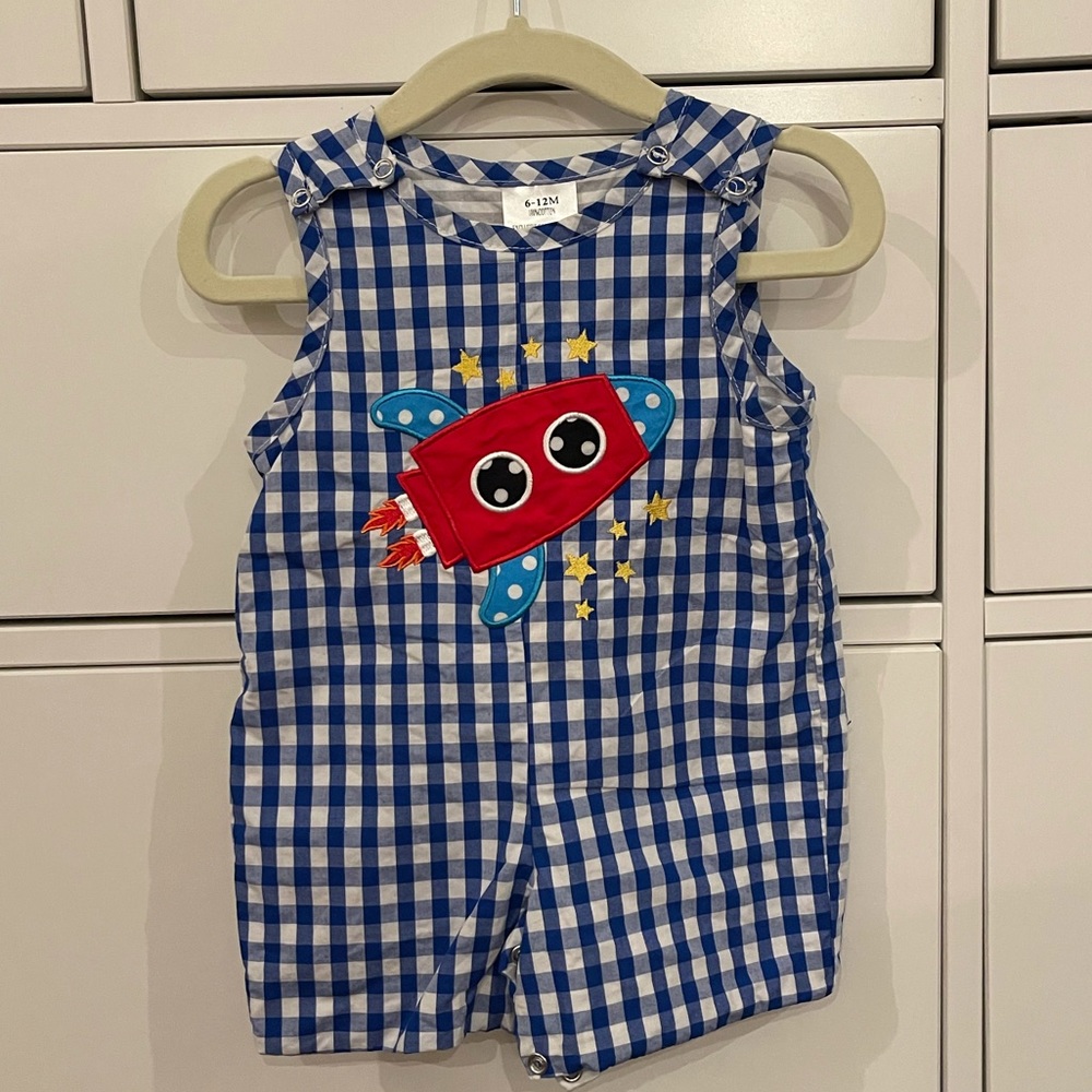 6-12M - Boys Reversible Jon Jon - Spaceships